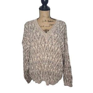 Vintage 80s 90s Oatmeal Chunky Knit Oversized Cozy  Grandpa Sweater